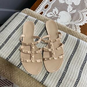 Studded Beige Jelly Sandals